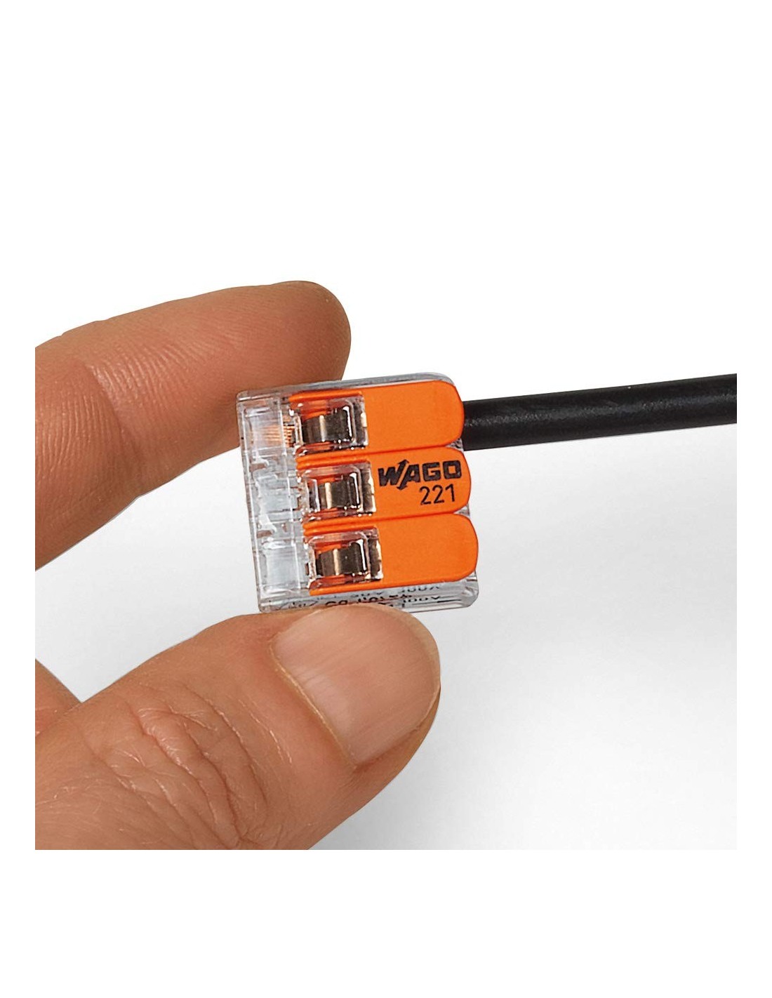 WAGO S221 3 mini bornes de connexion rapide 3 entrées fils souples et  rigides 0.5 à 6mm² - 221-613