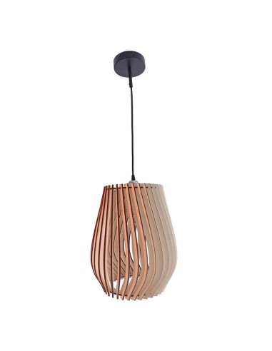 Suspension luminaire blindée en bois Baluka - Lame inclinée Geotellurique.fr - 1